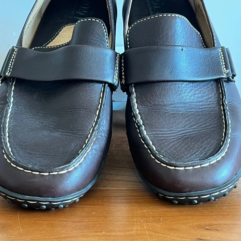 Born Mens Dark Brown‎ Leather Driving Loafers Moc Toe M4148 Size 8.5 / 42